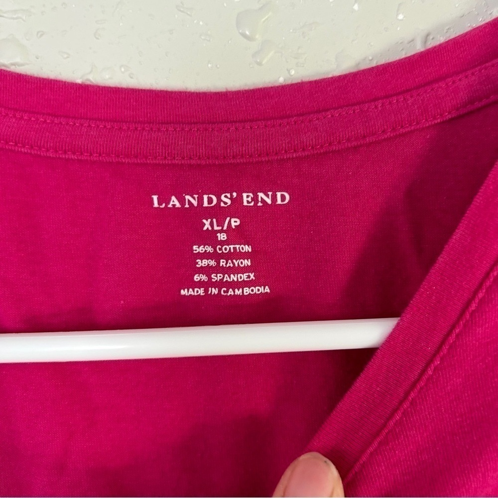 Lands’ End Pink Short Sleeve T-Shirt Casual Summer XL Barbie Barbiecore - Picture 2 of 5